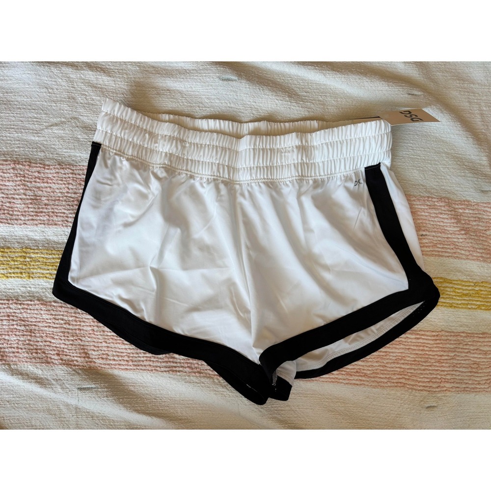 DSG Stride High-Rise Shorts Womens Large White Black 3 Inch Inseam